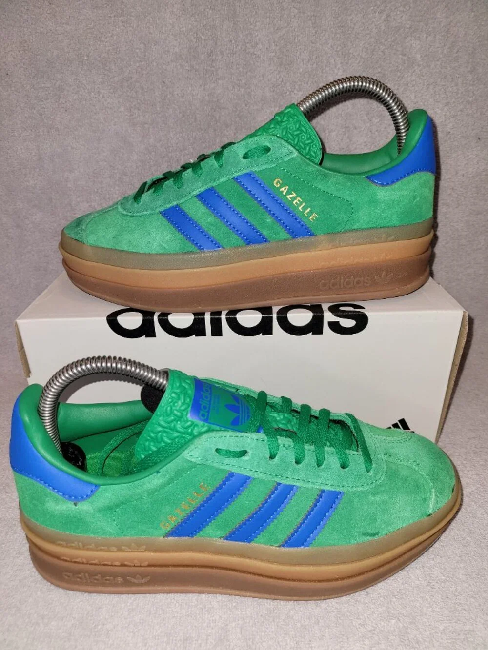 Adidas Gazelle Bold Women's Size 7 Green Blue Platform Sneakers IE1370 (#2325)